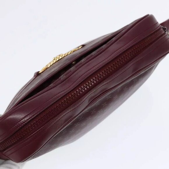 CELINE Macadam Canvas Shoulder Bag Red Gold Auth - Picture 8 of 16